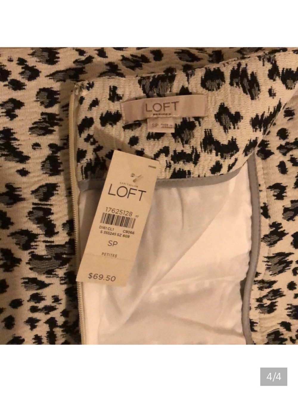 LOFT Black and Cream Leopard Print Skirt